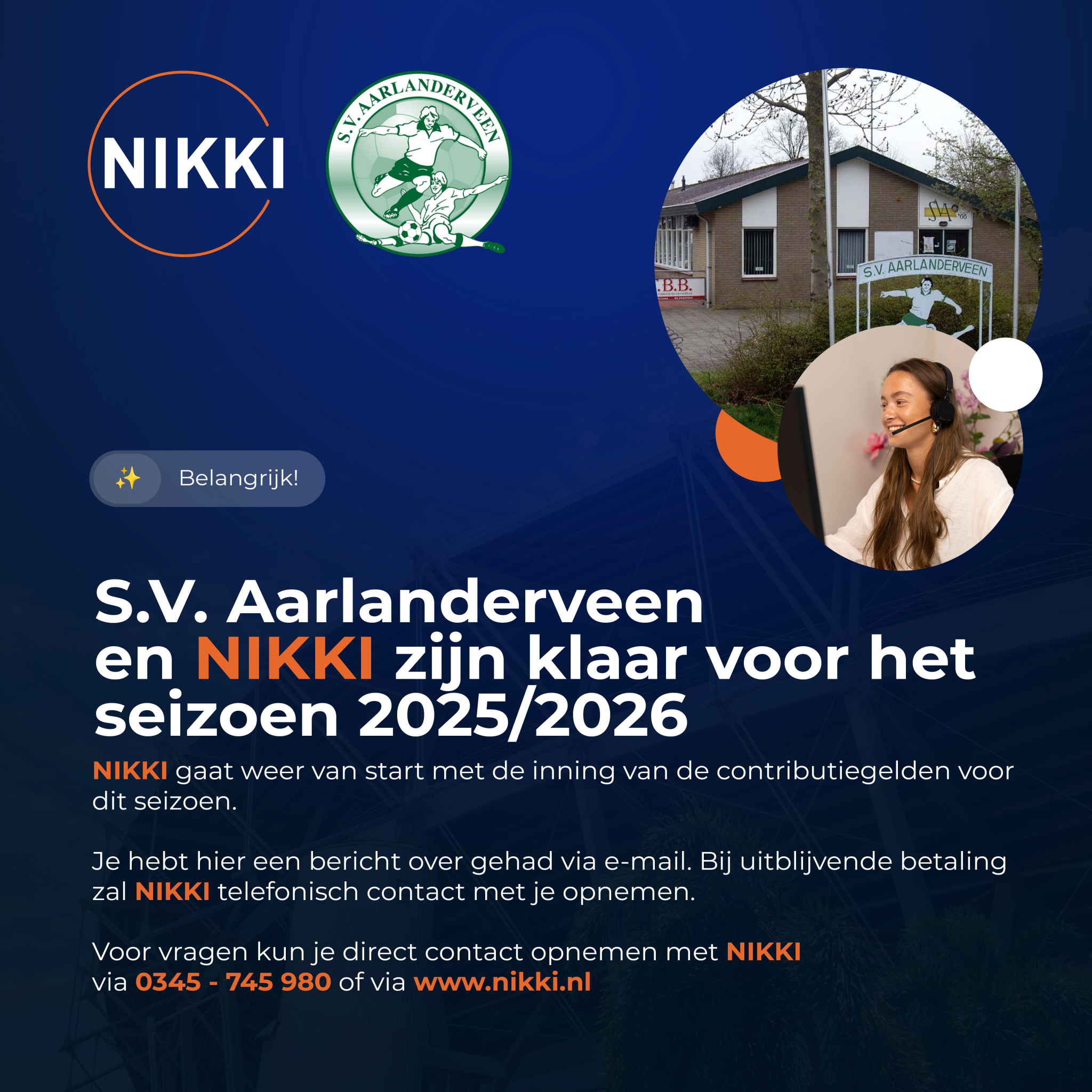 SV Aarlanderveen start samenwerking met NIKKI voor contributie-inning